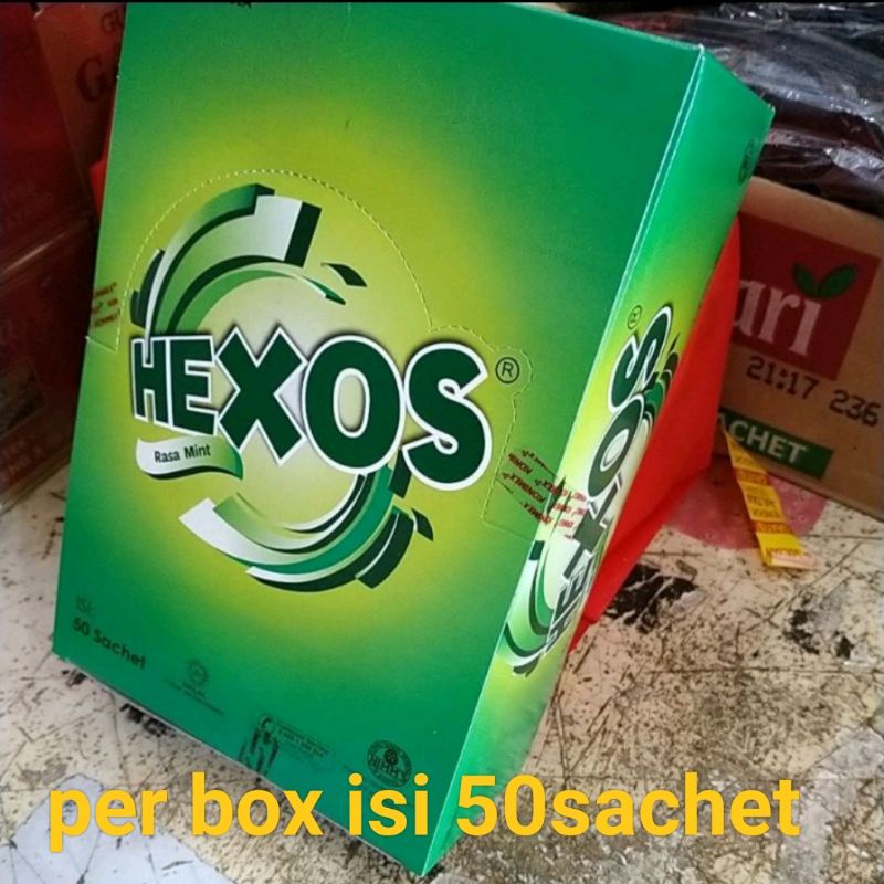 

permen hexos box isi 50sahet.