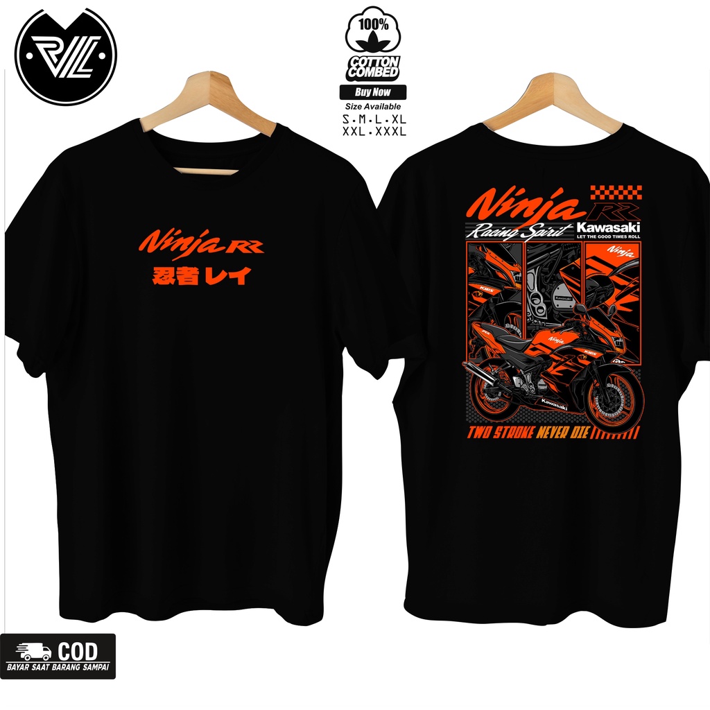 Kaos Motor Kawasaki Ninja RR 2 Stroke New Orange 001 / Kaos Ninja RR Otomotif / Kaos Ninja RR Modifi