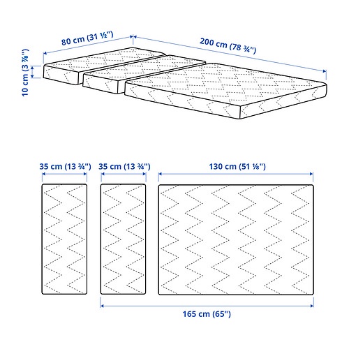 VIMSIG Kasur busa untuk tempat tidur dapat dipanjangkan, 80x200 cm