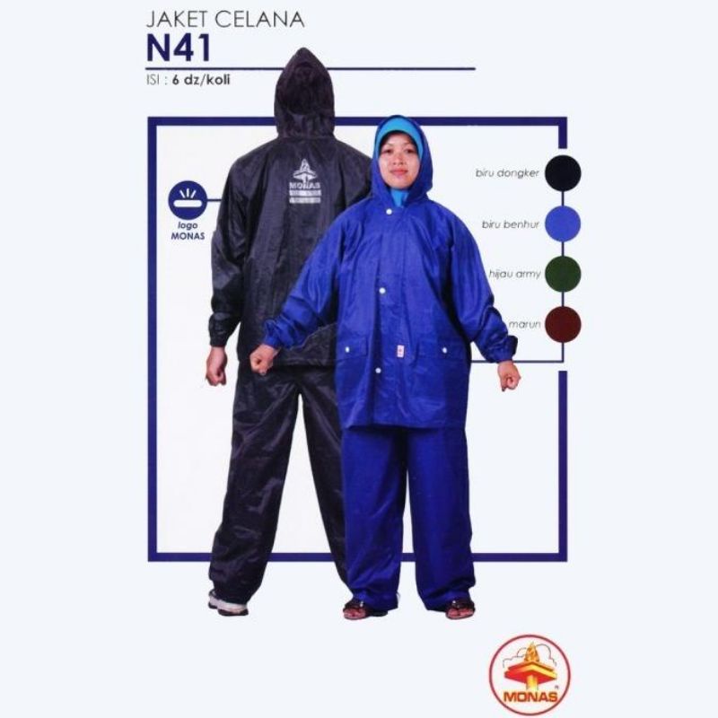 Jas Hujan Monas N41 Jaket Celana Bahan Nylon Original Termurah