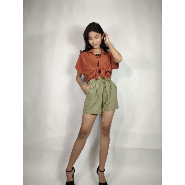 KAILEE CROP SHIRT | Atasan Crop Wanita Crinkle Airflow