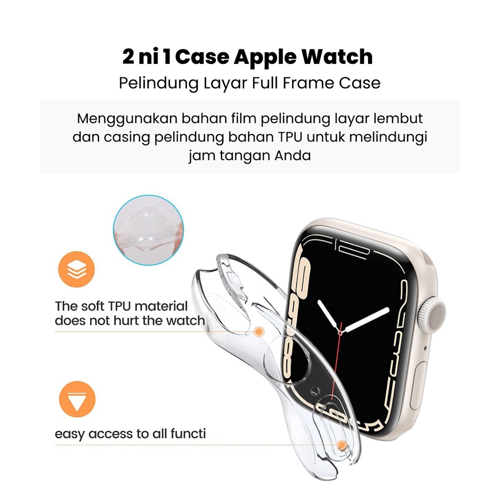 Case iWatch Full Cover Transparent Shell Apple Watch 360° Protective TPU Soft Case