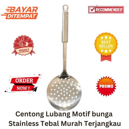 [BISA COD] PROMO Centong Lubang Motif Bunga Stainless Tebal Murah Berkualitas Irus Lubang Skimmer Alat Masak Centong Sendok Kuah Harga Terjangkau