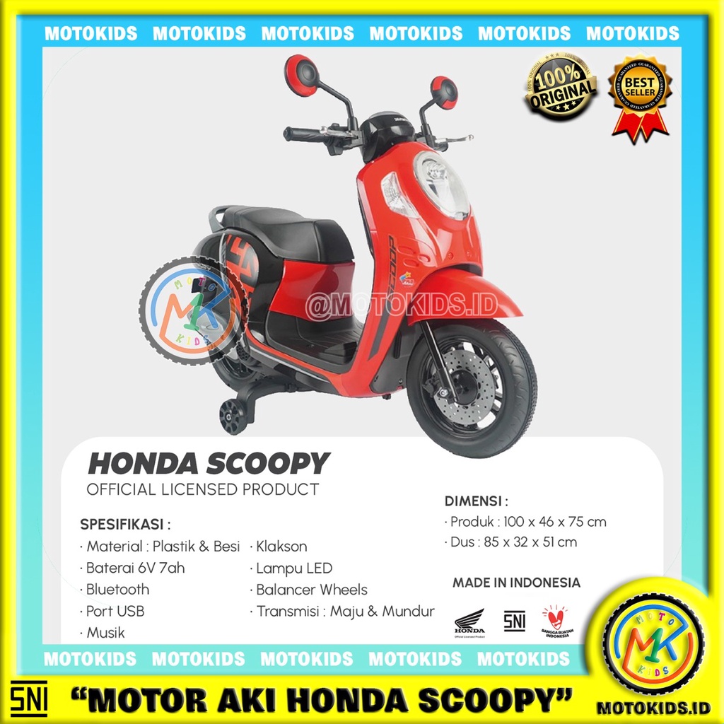 Motor Aki Anak Scoopy LISENSI HONDA PMB m 999 M999 MOTOKIDS Mainan Anak Vespa Aki PMB M338 M 338 EMT