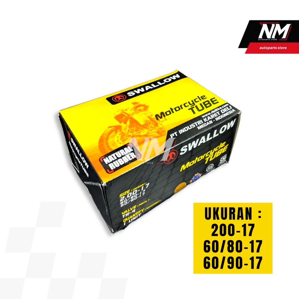 Ban Dalam Motor Ring 17 Ukuran 200-17 atau 215-17 Swallow