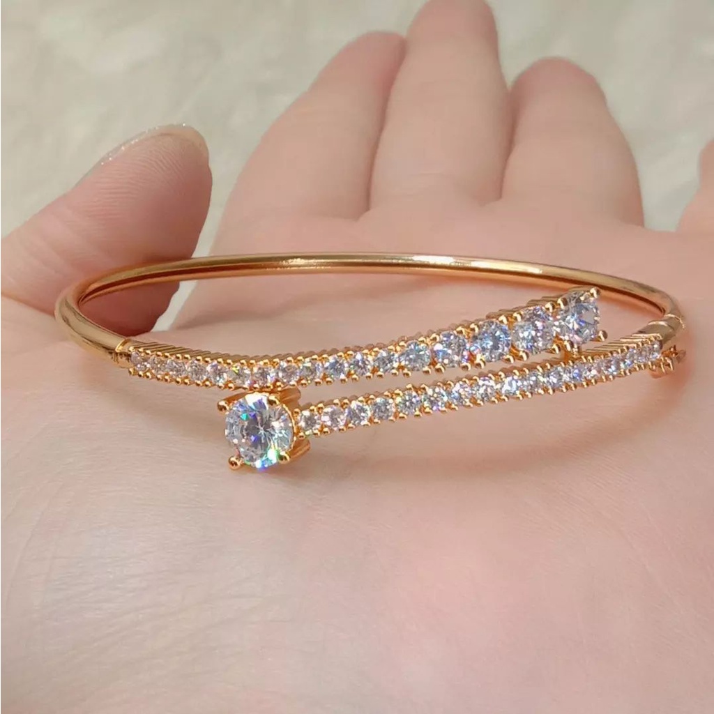 La Vienne - Gelang Bangle Titanium Wanita - Rania - Berliannya Berkualitas Mewah Berkilau - Bisa COD