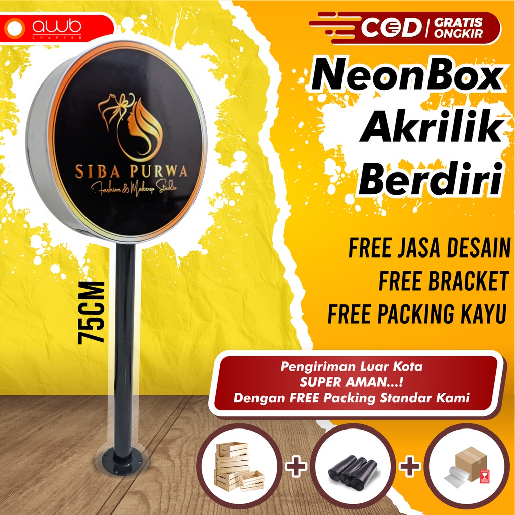 NEON BOX / NEONBOX STAND BULAT Custom - 2 sisi FREE DESIGN