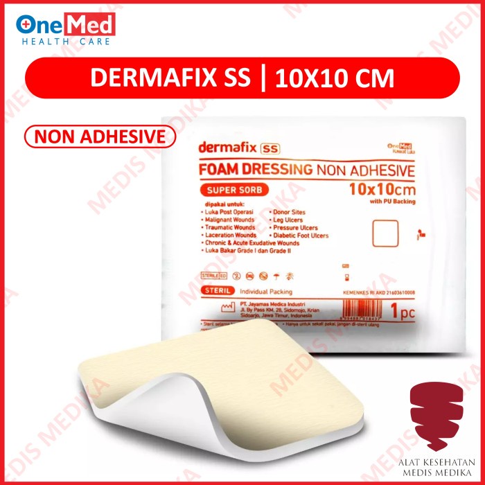 Dermafix SS 10 x 10cm OneMed Non Adhesive Foam Dressing Plester Luka Sesar Plaster 10x10 10x10cm