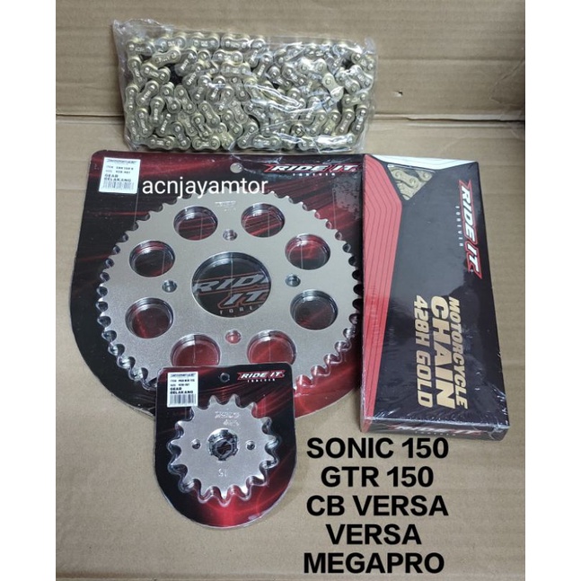 gir gear set/gir 1 set model sss 428 RIDE IT buat Sonic 150,Supra GTR 150, Megapro,Versa,Cb Versa 42