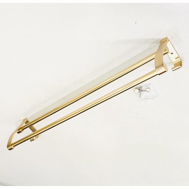 Rak Handuk Dinding 2 Susun - Tempat Handuk Gantungan Towel Rack GOLD - Rak Kamar Mandi