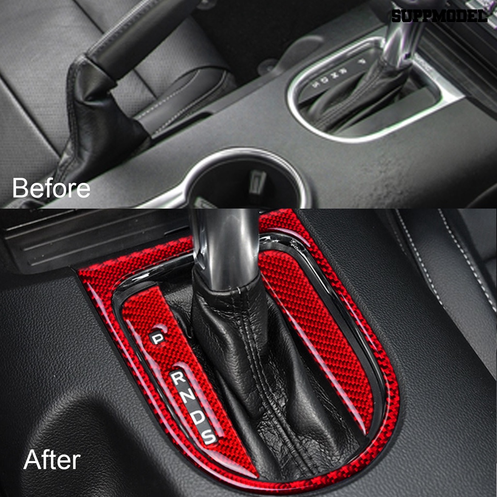[Dekorasi] 4pcs Anti Gores Perekat Diri Serat Karbon Pusat Konsol Gear Shift Frame Cover Trim Stiker Untuk Ford Mustang