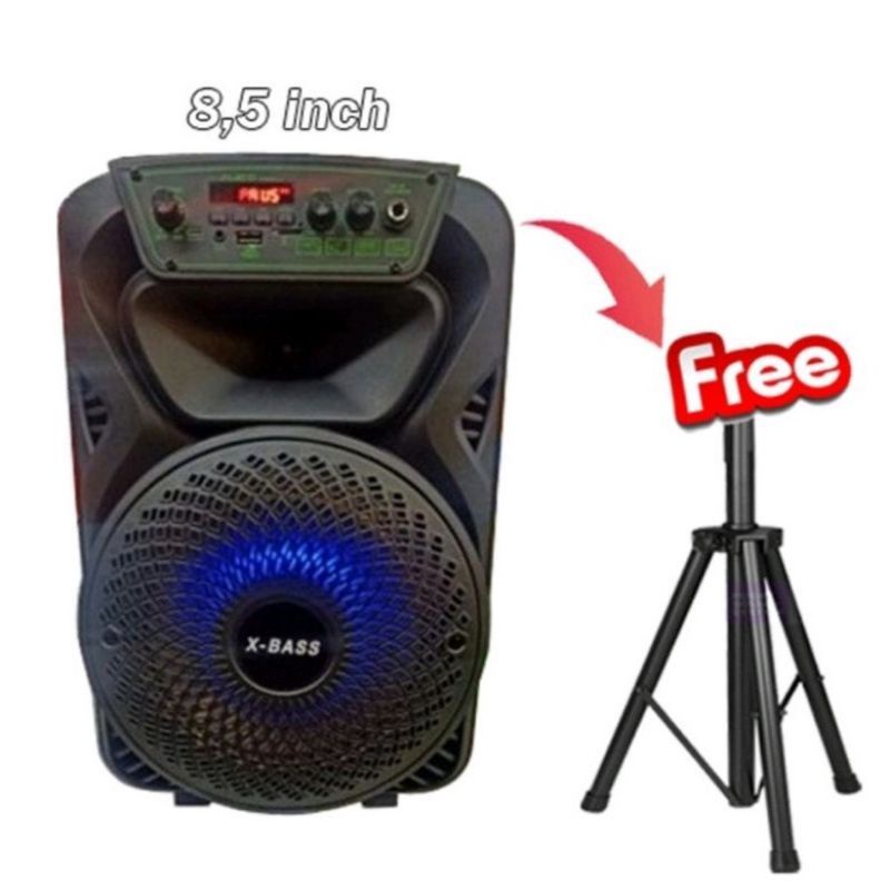 Speaker Bluetooth Fleco F8807/8806 Bonus stand Speaker Mic Karaoke/Speaker Portable Radio Fm/Salon Aktif Wireless Super Bass