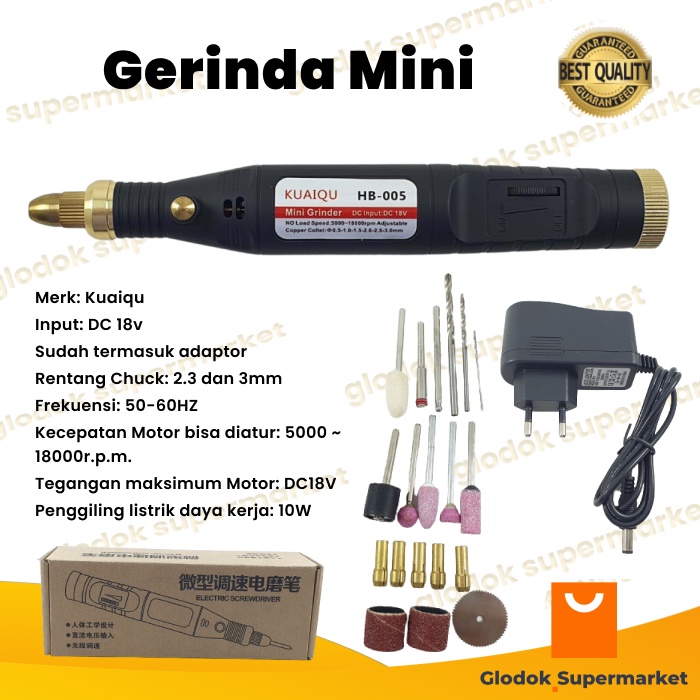 Gerinda Listrik Mini Grinder Portable Bor Pemoles Pengukir Kuaiqu