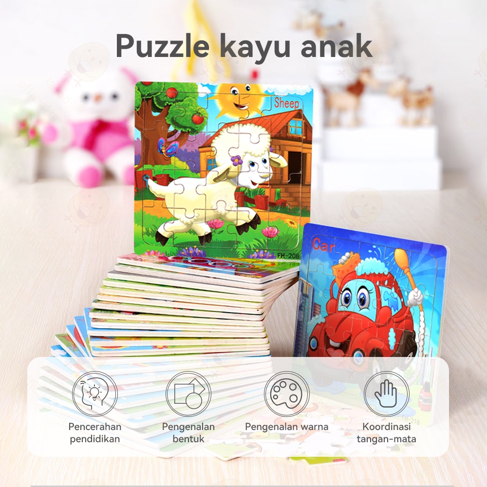 Poney Puzzle kayu anak kartun Wooden toys Puzzel kayu mainan edukasi