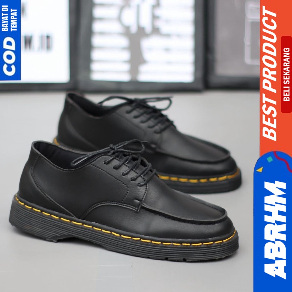 Sepatu Pantofel Formal Docmart Low Boots Kerja Pria Hitam Abrhm Oliver