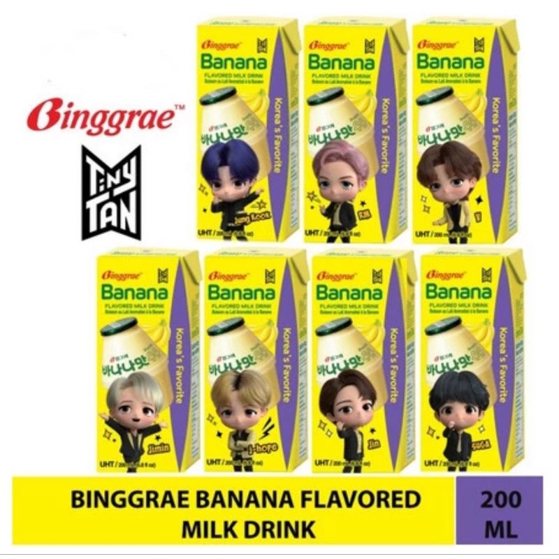 BINGGRAE BTS TINYTAN MILK DRINK SUSU KOREA 200 ml BANANA