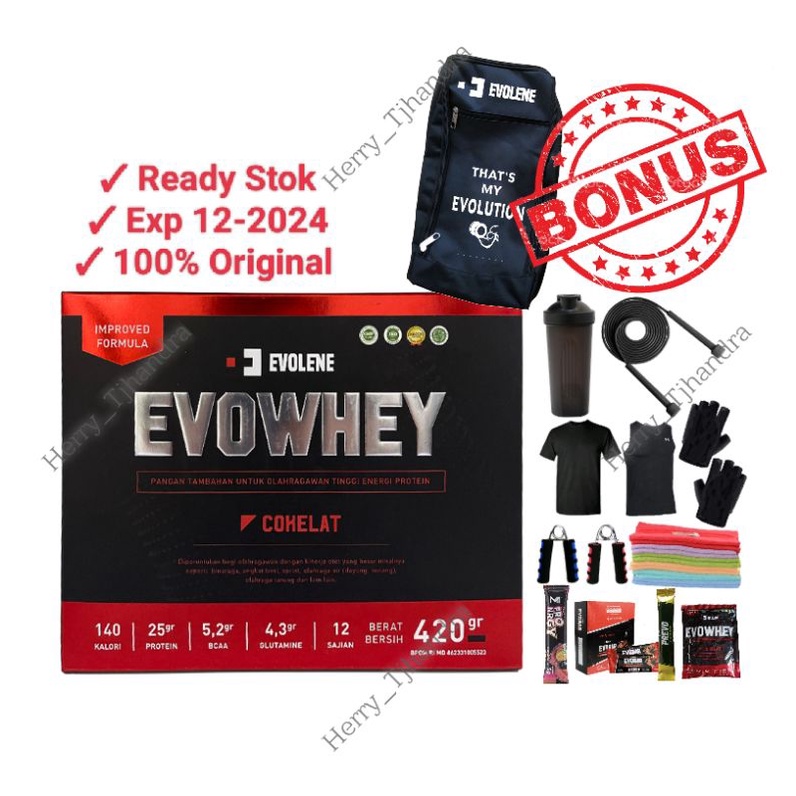 EVOLENE Whey Protein EVOWHEY | isi 12 sachet BPOM &amp; HALAL | bcaa gluthamine