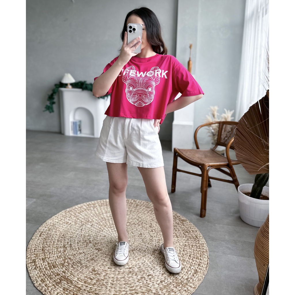 Croptop Oversized Wanita Bahan Cotton Combed 30s