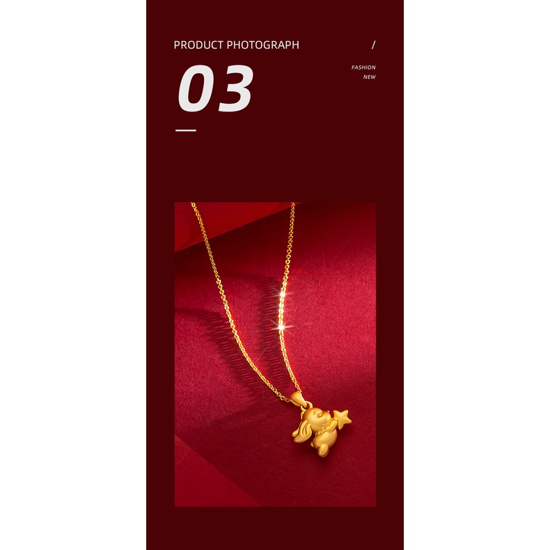 Goldkingdom Perhiasan Fashion Emas Asli Kadar 375Bangkok Aksesoris Ready Stock Kalung Kelinci Bintang Manis Dan Indah Memegang Rantai Klavikula Kelinci Anti Karat Untuk Wanita