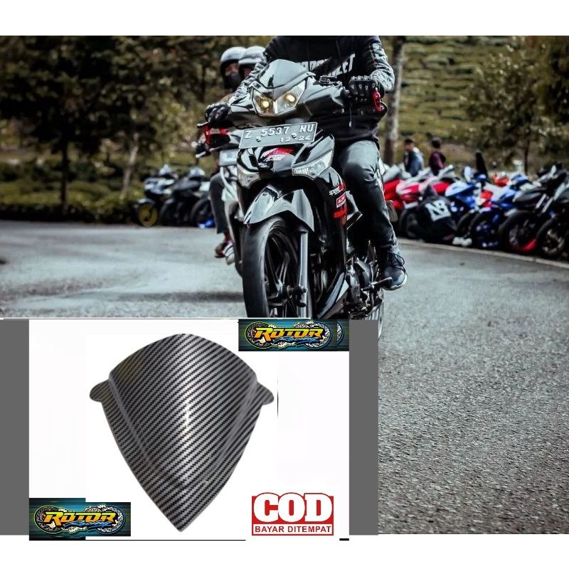 Visor variasi carbon honda supra x 125 bahan akrilik free double tape