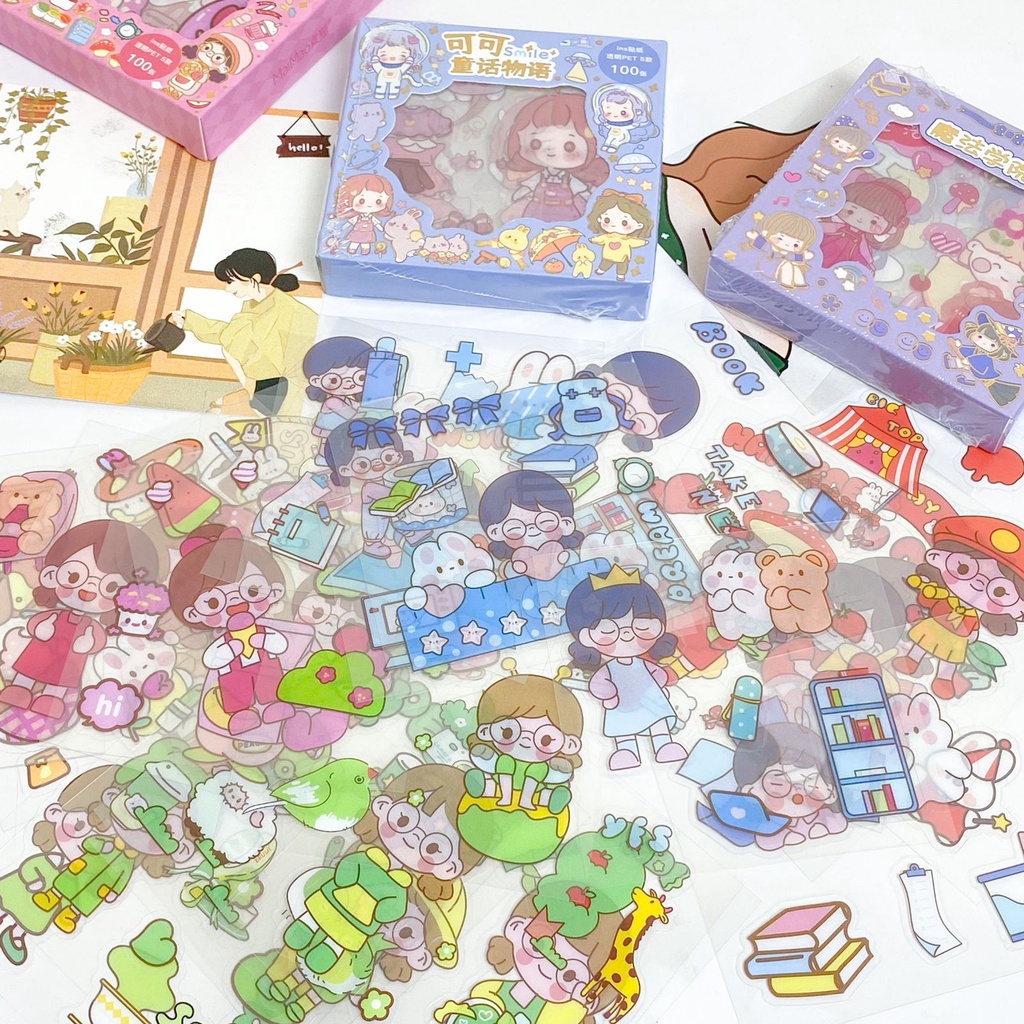 

Sticker SENMU 100 Box Kecil / 1 Pack Mini isi 100 Lembar Pcs Sticker Box Kecil Merek SENMU SEN MU Momo Stiker Set Transparan JOYTOP Buah Waterproof Pastel Jurnal