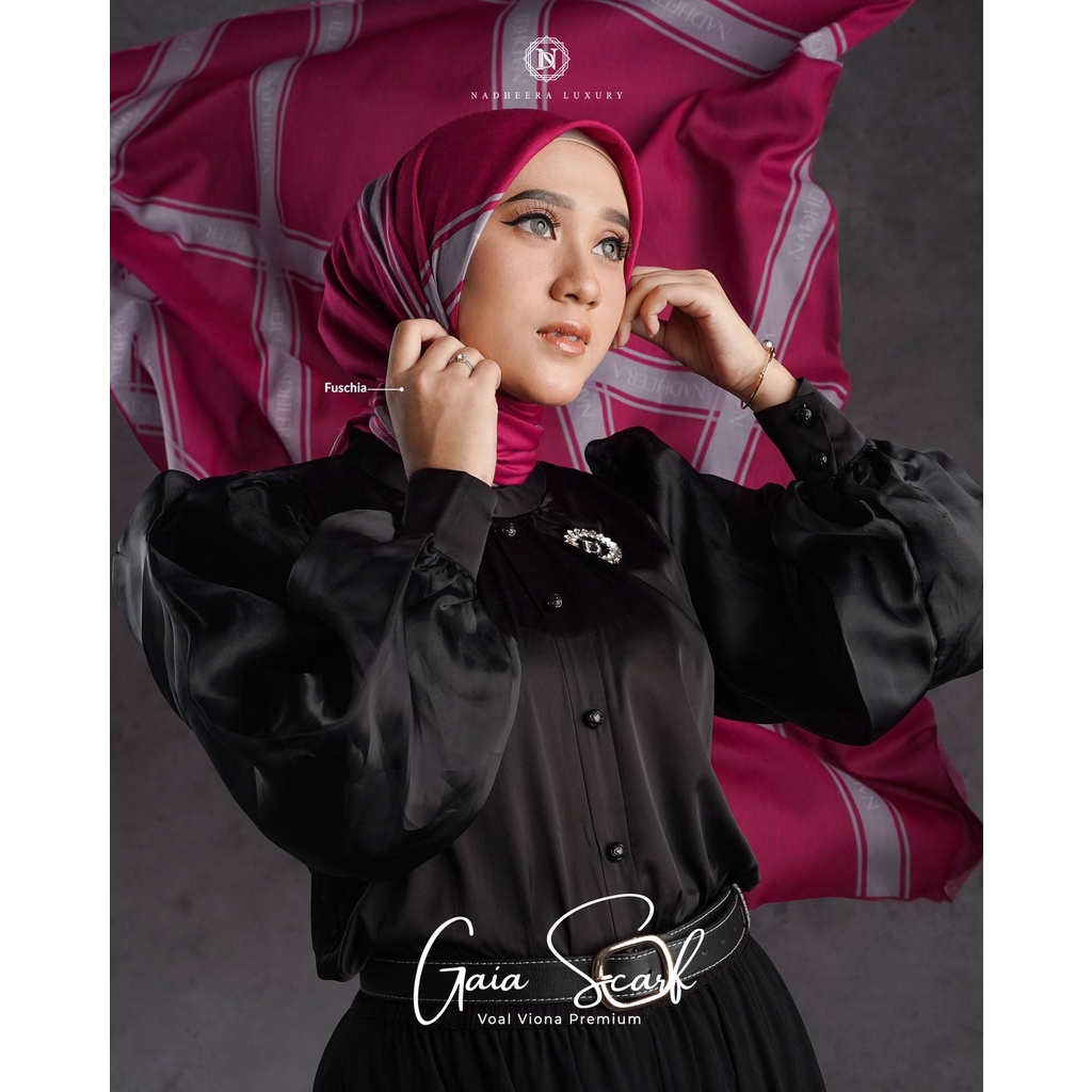 Gaia Scarf by Nadheera Luxury | Hijab Segiempat Nadheera | Kerudung Nadheera | Hijab Motif  Terbaru