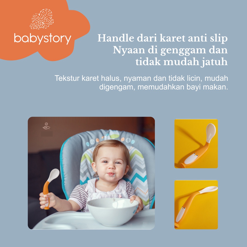 sendok garpu bayi silicone karakter penguin sendok garpu bayi silikon bisa nekuk 360 derajat