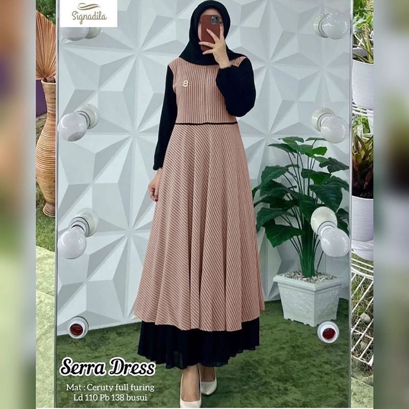 Serra Dress Ld110 - Gamis Ceruty Full Furing Babydoll Premium / Bonita Maxy Benita maxy 516-7099