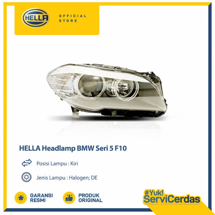 Lampu Headlamp Mobil Hella BMW Seri 5 F10 (Kiri) Halogen - Lampu Depan Mobil