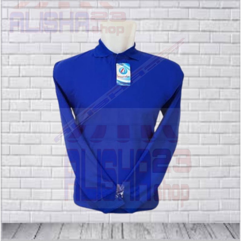 Kaos lengan panjang berkerah pria wanita/ baju kerah tangan panjang polos / kaos lakos pe lengan pan