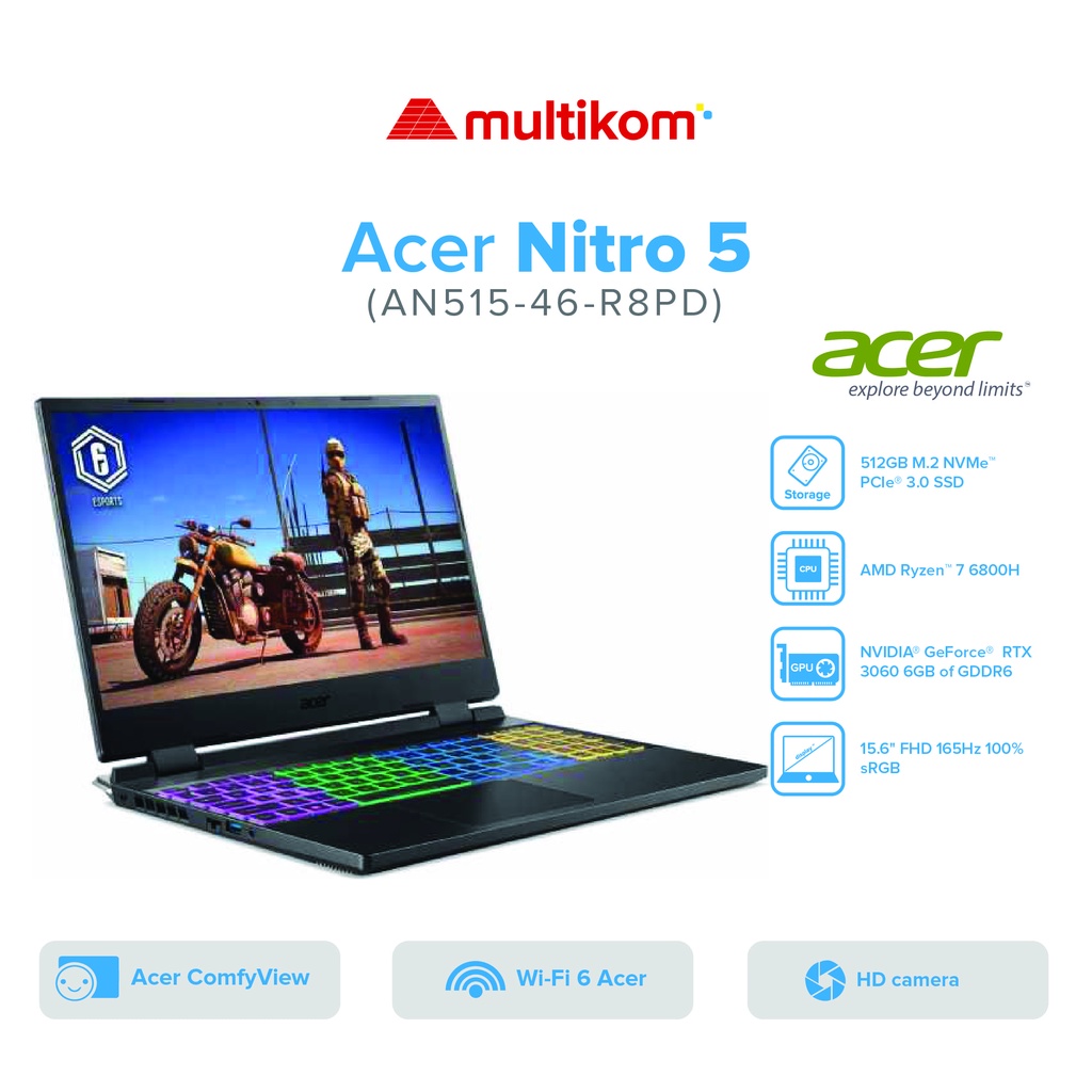 ACER NITRO 5 AN515 46 R8PD R7 6800H 16GB 512SSD RTX3060 165HZ W11 OHS