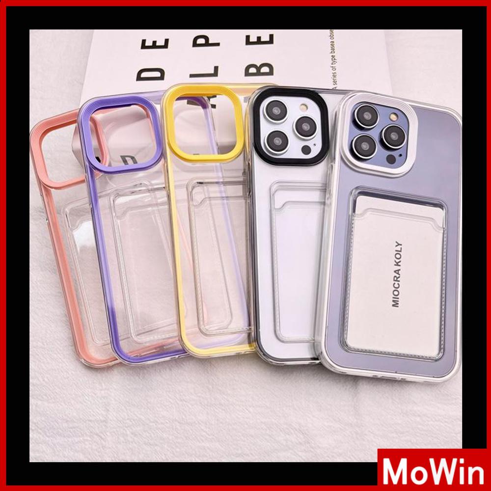 For iPhone 14 Pro Max iPhone Case 3 in 1 Card Holder Clear Case Candy Color Shockproof Protection Camera Black White Pink Purple Compatible For iPhone 13 Pro max 12 11 xr 7plus