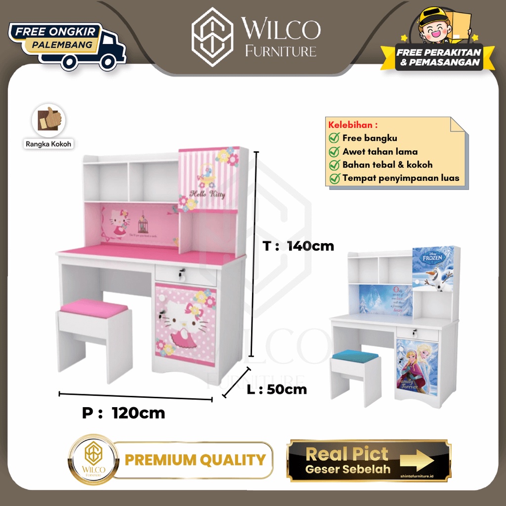 Meja Belajar Anak Hello Kitty / Meja Belajar Anak Karakter Frozen - Hello Kitty