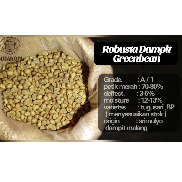 

だ Sujakopi Greenbean Robusta Dampit biji kopi mentah 1kg ゝ