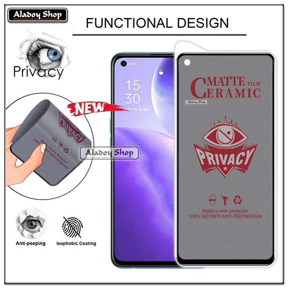 PAKET 2IN1 Anti Gores Privacy Oppo Reno 5 + Tempered Glass Kamera