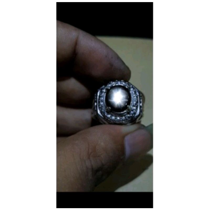 Batu black safir ster tajam asli Natural 05