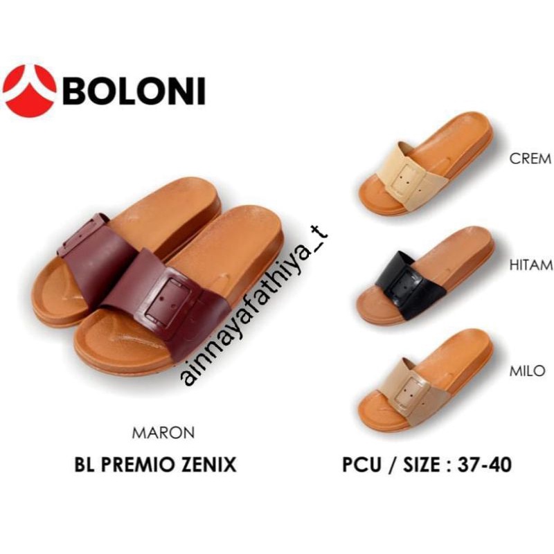 (ZENIX)Sandal Slop Wanita Gesper Elegant Simple Cantik Sendal Slop Karet Boloni Slip On