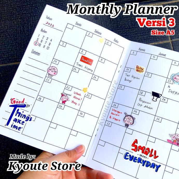 

Buku Simple Monthly Planner Versi 3 A5 Kyoute Schedule Agenda Kegiatan