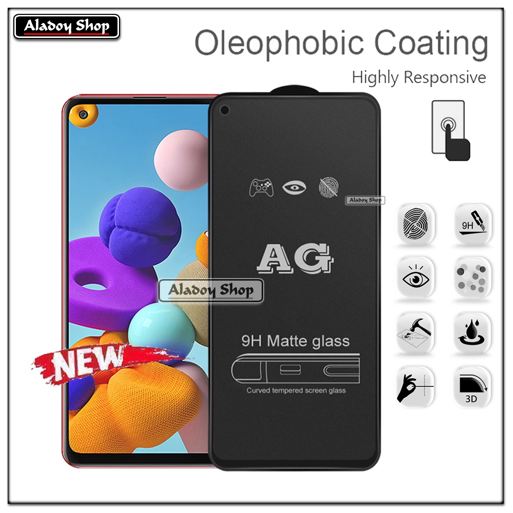 Paket 3IN1 Tempered Glass Layar Matte Anti Glare Samsung A21S Free Tempered Glass Camera dan Skin Carbon