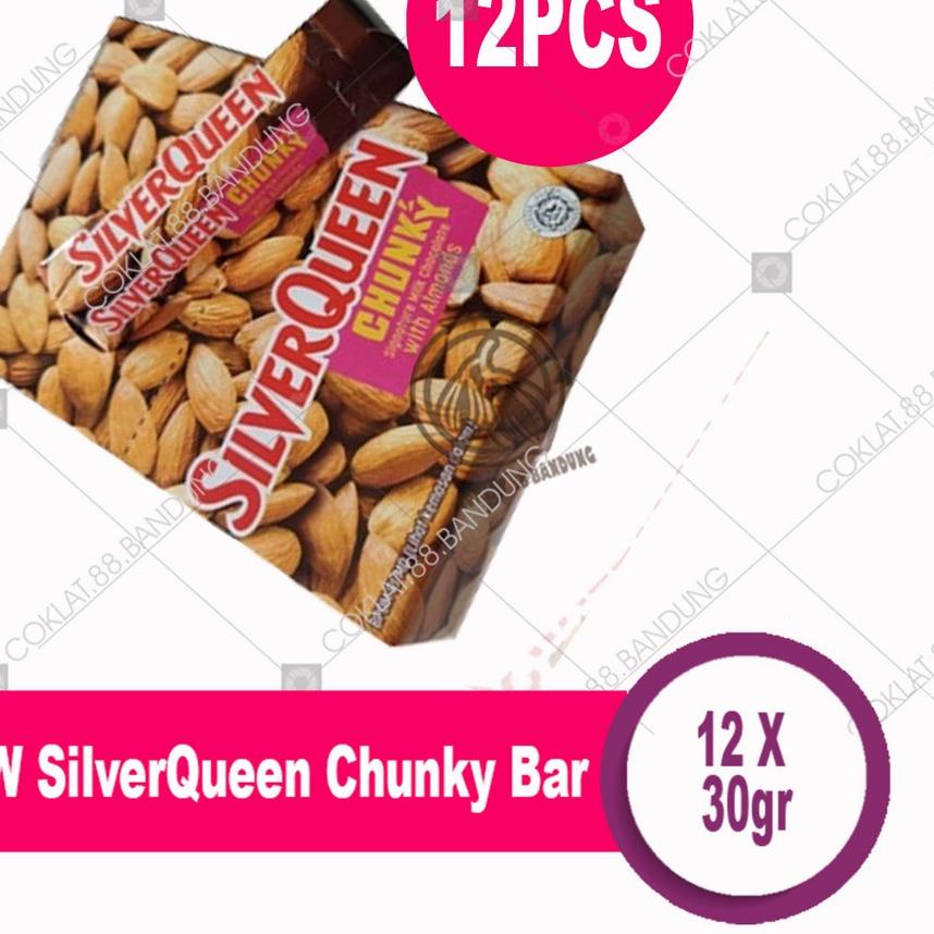 

Top Sale SILVERQUEEN Chunky Bar 30 gr Isi 12 pcs Box Coklat - Cokelat SIlver Queen ChunkyBar Isi 12 Batang X 30gr Almond Chungky Bar Cashew Mete