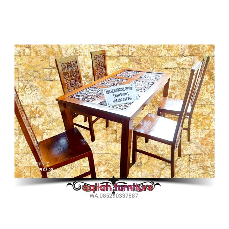 SET KURSI MAKAN MINIMALIS KURSI MAKAN UKIRAN JEPARA KAYU JATI MEJA MAKAN UKIRAN JEPARA