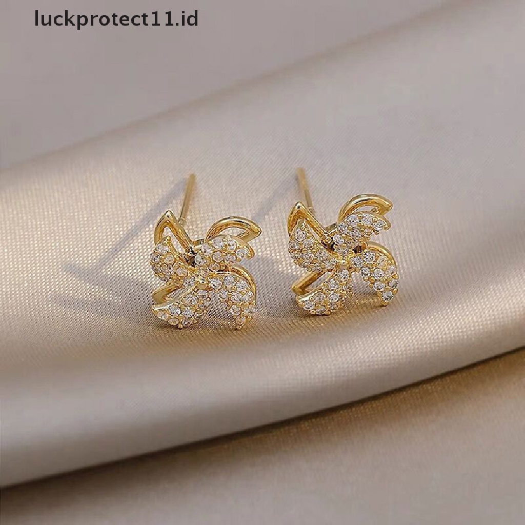 /Fashion Hot// Fashion// Rotag Windmill Ear Studs Anting Perak925 Lapis Perak Murni Wanita Perhiasan.