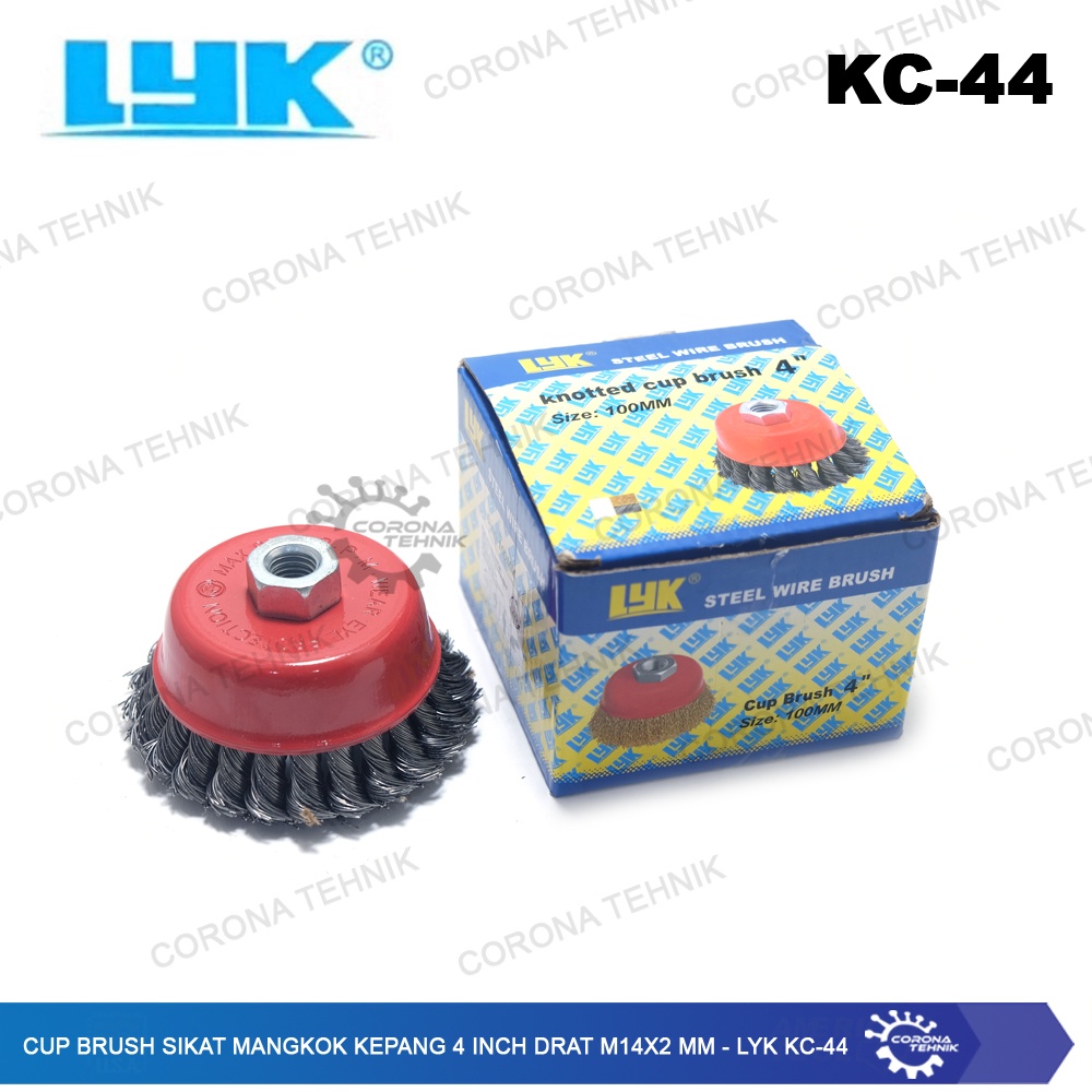 LYK KC-44 - Cup Brush Sikat Mangkok Kepang 4 Inch Drat M14x2 mm