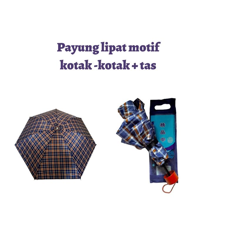 PKL4 - Payung Lipat Motif Kotak Besar Umbrella Gift Sovener Anti UV