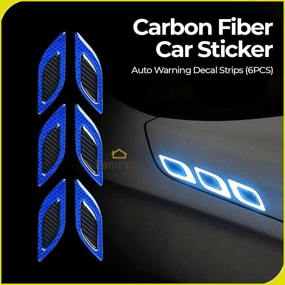 LARATH Carbon Fiber Car Sticker Auto Warning Decal Strips 6PCS - 1183