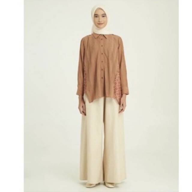 Ria Miranda Sale Blouse Elegan Stary Top Brown Discount