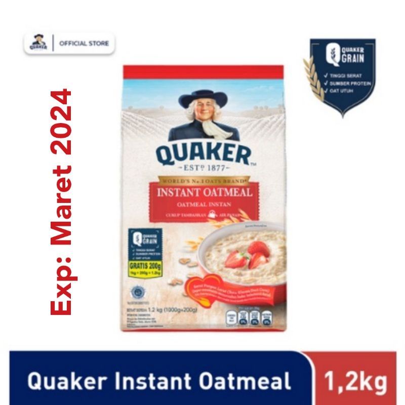 

Quaker Oatmeal Instan 1200 gr EXP MARET 2024