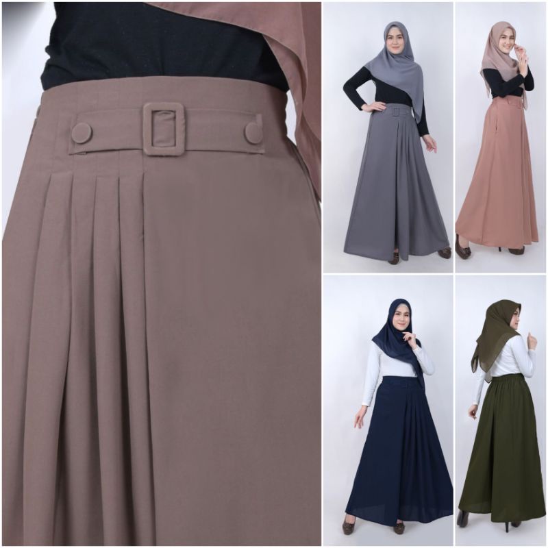 Kulot panjang bahan wolfis variasi belt /kulot kerja kuliah /celana kulot woolpeach semi rempel/kulot kerja kuliah / kulot harian santai