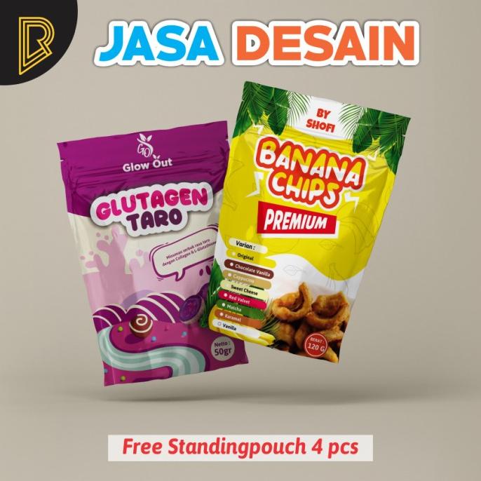 Desain kemasan standing pouch produk label makanan design packagi