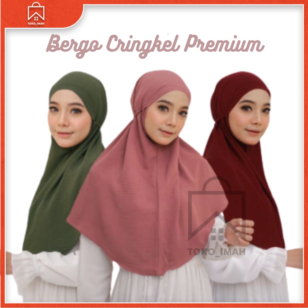 Bergo Airflow Crinkle Cotton | Bergo Instan Airflow Premium /Hijab Wanita (SIZE M)